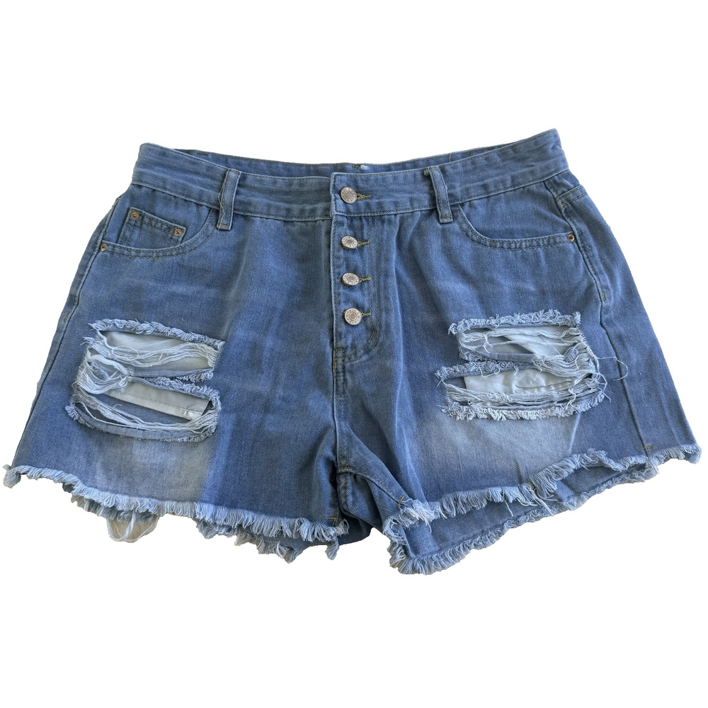 Jeans Women’s Womens Denim Shorts XL High Rise 4 Button Distressed Cutoff